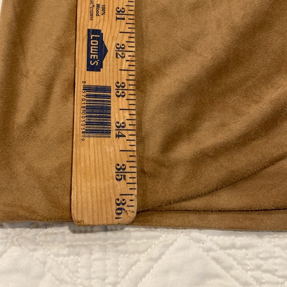 Kay Unger Tan Micro Suede Midi Dress- Faux wrap with decorative side zipper - Picture 9 of 15